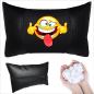 Preview: Auto Nackenkissen 20x30cm Nackenpolster Leder Schwarz mit Druck Design Smiley